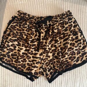 Leopard Print Shorts with Black Trim
